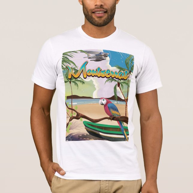 Camiseta Poster de viagens retrô da ilha Montserrat (Frente)