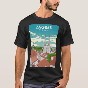 Camiseta Poster de viagens Retroativo Mínimo de Zagreb Croá