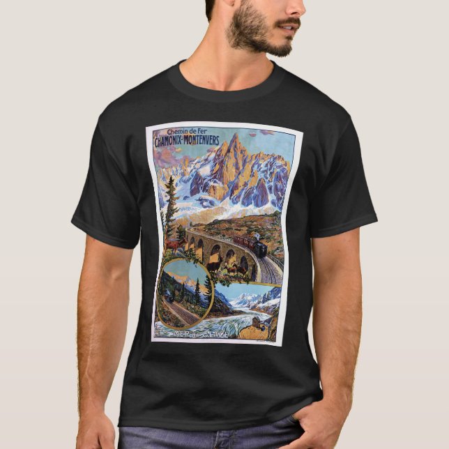 Camiseta Poster de viagens Vintage Chamonix (Frente)