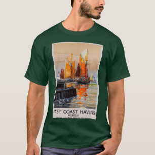 Camiseta Poster de viagens vintage Norfolk, Havens da Costa