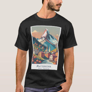 Camiseta Poster de viagens vintage Zermatt Matterhorn - Mín