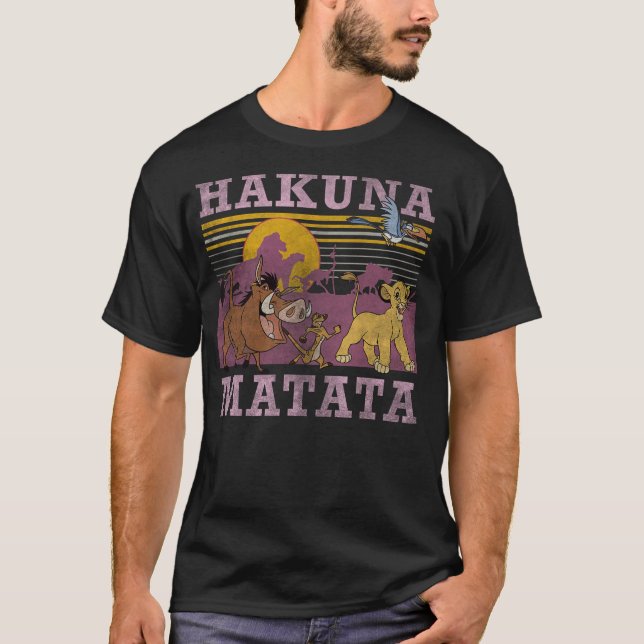 Camiseta Pôster Desbotado Disney Rei Leão Retro Hakuna Mata (Frente)