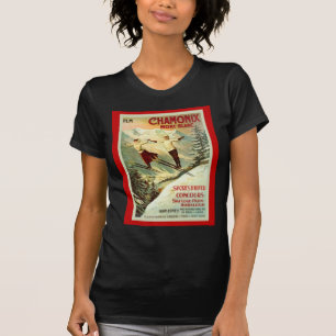 Camiseta Poster do esqui do vintage, Chamonix, Mont Blanc