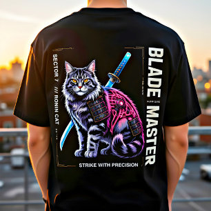 Camiseta Pôster do Gato Samurai Cibernético – Presente Guer