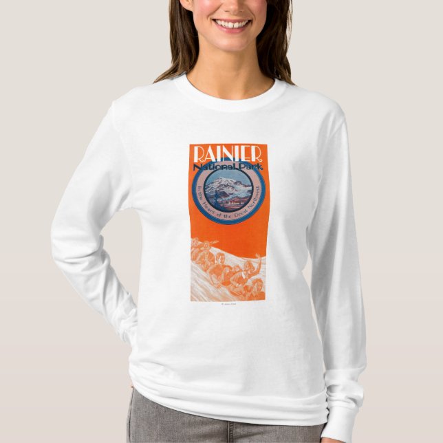 Camiseta Poster do Monte Rainier - Sledding (Frente)