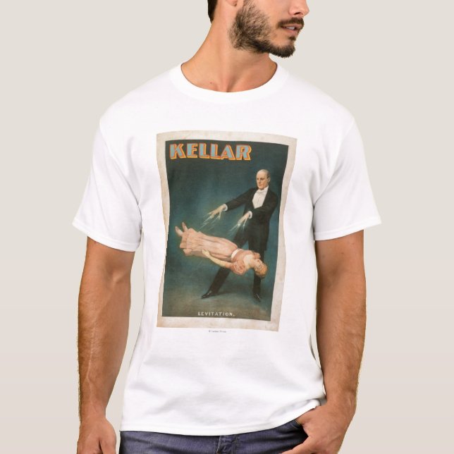 Camiseta Poster mágico #1 da levitação de Kellar (Frente)