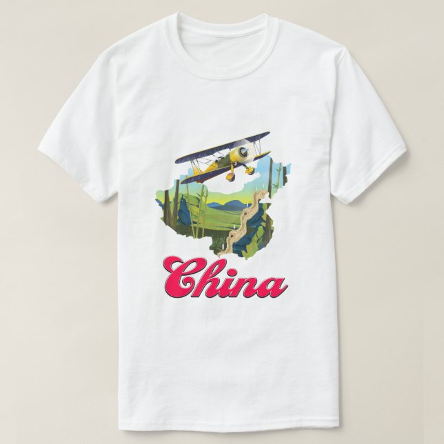 Camiseta Poster viagem da China (Frente do Design)