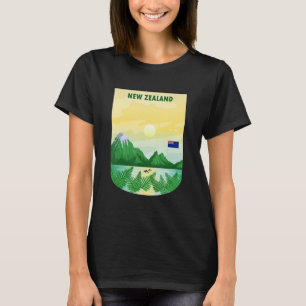 Camiseta Poster vintage, Nova Zelândia — Paisagem Natureza