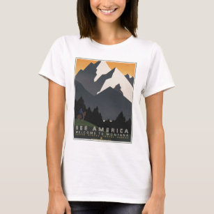 Camiseta Poster vintage Promovendo Viagem para Montana.