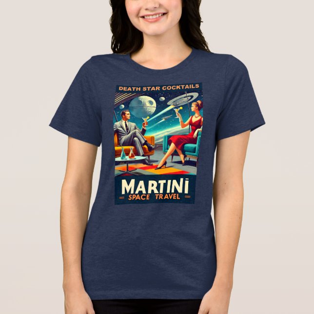 Camiseta Posteres de viagens Espaciais Martini Coquetéis da (Frente)