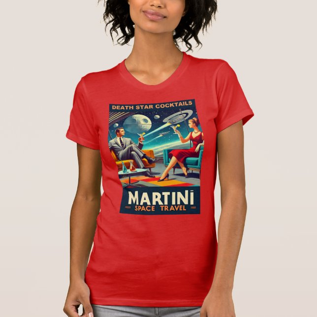 Camiseta Posteres de viagens Espaciais Martini Coquetéis da (Frente)