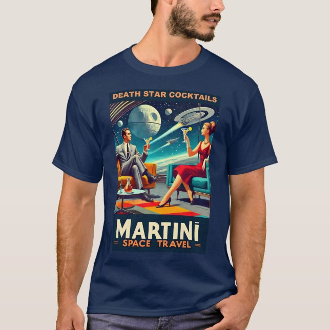 Camiseta Posteres de viagens Espaciais Martini Coquetéis da (Frente)