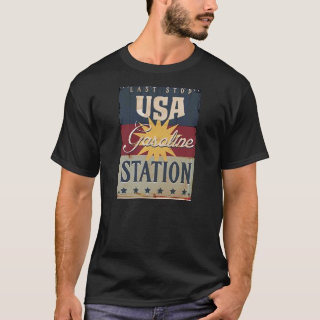Camiseta posto de gasolina dos eua (Frente)
