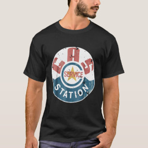 Camiseta Posto de Gasolina Vintage Distressed Mulheres Home