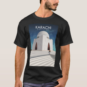 Camiseta Posto Retro-Viagem mínimo de Karachi Pakistan Vint