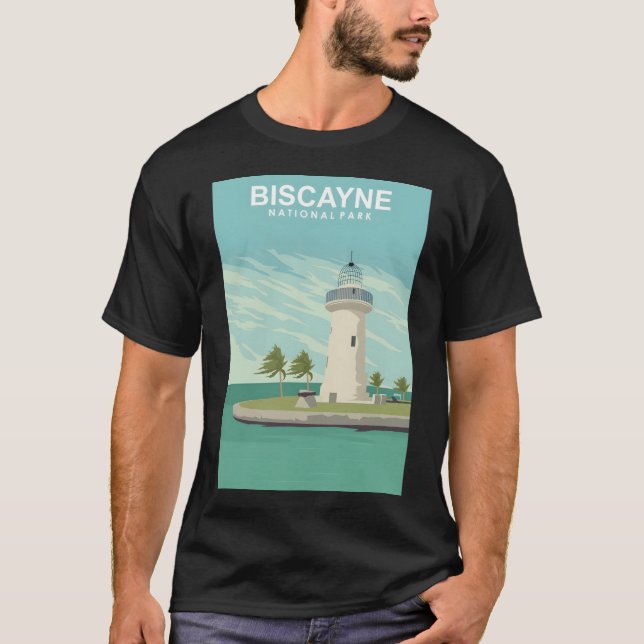 Camiseta Posto Viagem do Parque Nacional de Biscayne, Vinta (Frente)