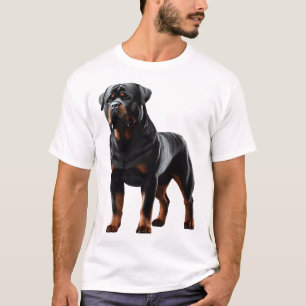 Camiseta Postura de Rottweiler Poderosa � Cão de Corpo Tota