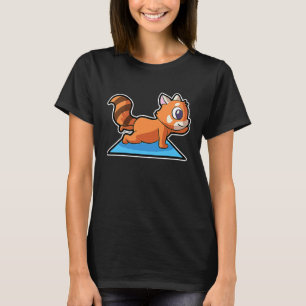 Camiseta Posturas de Yoga de Panda Vermelho Esporte Ginásti
