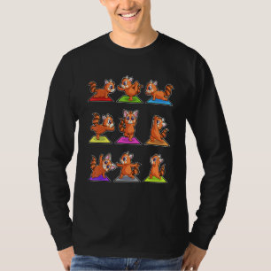 Camiseta Posturas de Yoga do Panda Vermelho Esporte Ginásti
