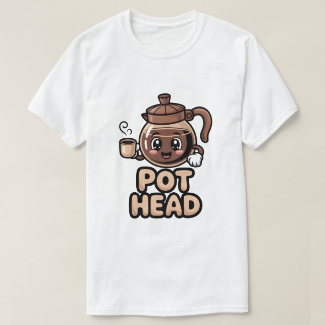 Camiseta Pot Head Cute Kawaii Cafe Funny Coffee Lover Gift (Frente do Design)