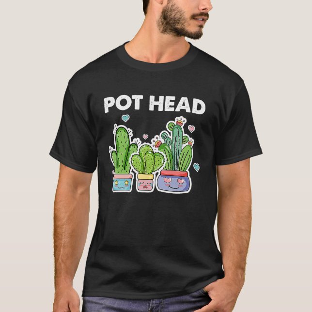 Camiseta Pot Head Gardener Succulent Gardening (Frente)