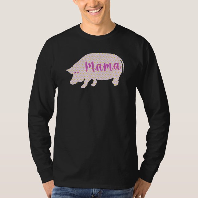 Camiseta Potbelly Pig Mãe Mama Daisy Silhouette D Mãe (Frente)