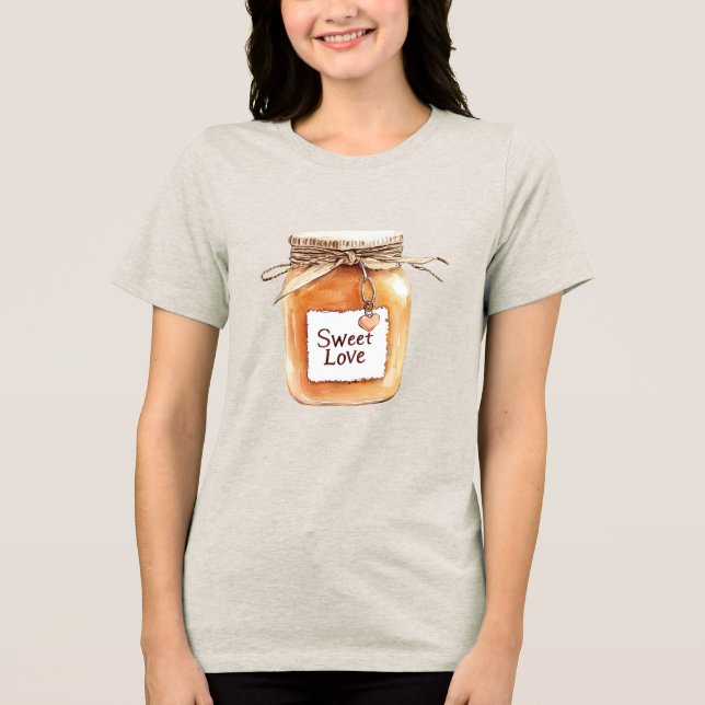 Camiseta Pote de Caramelo Doce Amor com Coração Rosa (Frente)