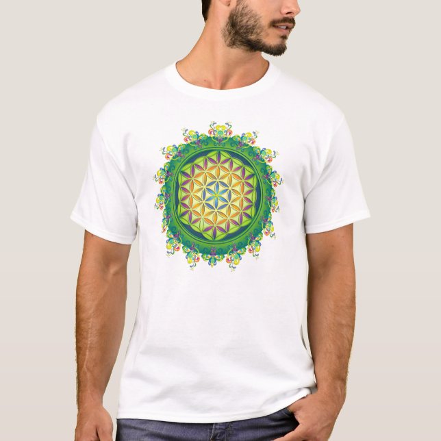 Camiseta Potência da Flor da Vida / Blume des Lebens (Frente)