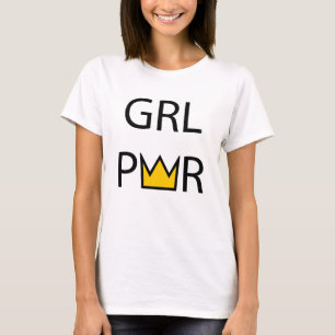 Camiseta POTÊNCIA DA GAROTA DE Texto Original Carta W cor