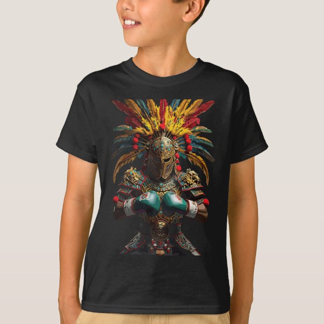 Camiseta Potência do Guerreiro Asteca no Boxim Mexicano (Frente)