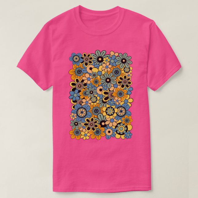 Camiseta Potência floral dos anos 70 (Frente do Design)