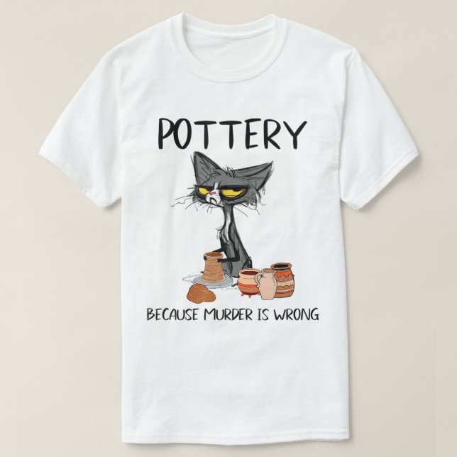 Camiseta Potência porque o homicídio está errado Gato Engra (Frente do Design)