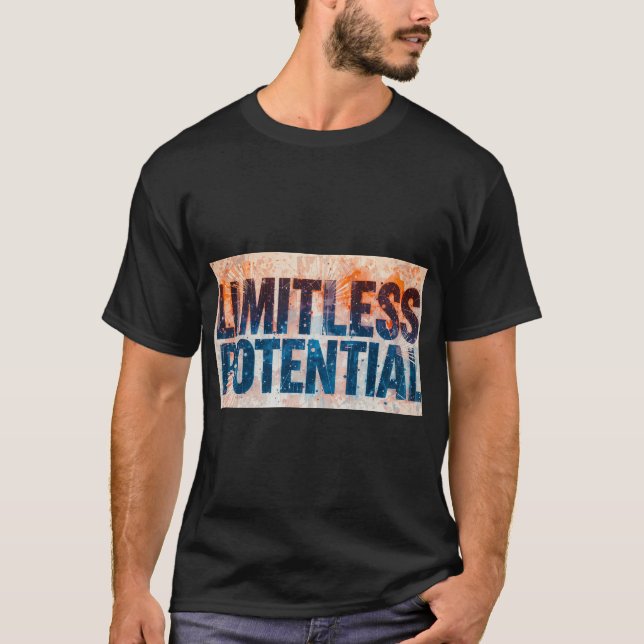 Camiseta Potencial Ilimitado de Texto Abstrato (Frente)