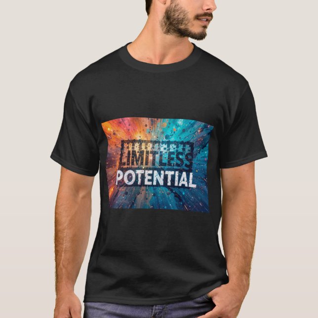 Camiseta Potencial Ilimitado de Texto Abstrato (Frente)