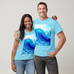 Camiseta Potente Design de Onda Oceânica