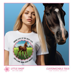 Camiseta Potro de Cavalo Pastagem Verde Personalizável