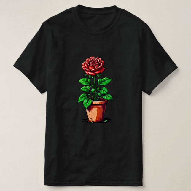 Camiseta Potted Rosebush (Frente do Design)