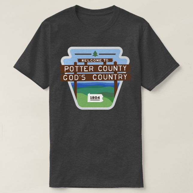Camiseta Potter County Sign Pensilvânia (Frente do Design)
