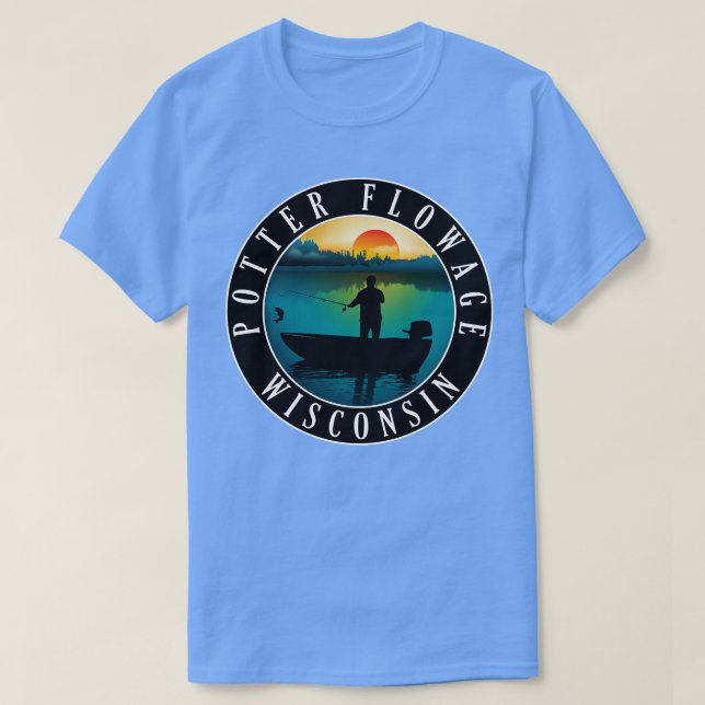Camiseta Potter Flowage Wisconsin Fisheries (Frente do Design)