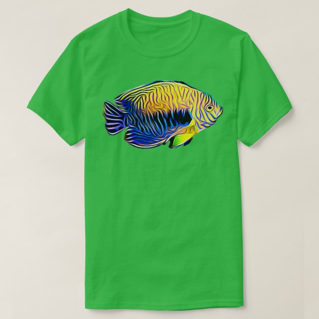 Camiseta Potters Angelfish Saltwater reef aquário (Frente do Design)