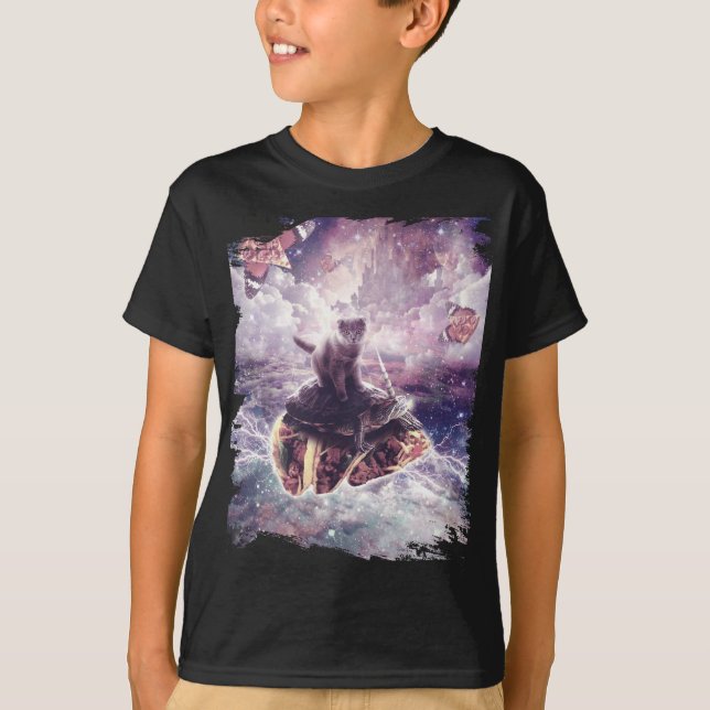 Camiseta Pouca-Tartaruga Espacial - Pizza e Taco (Frente)