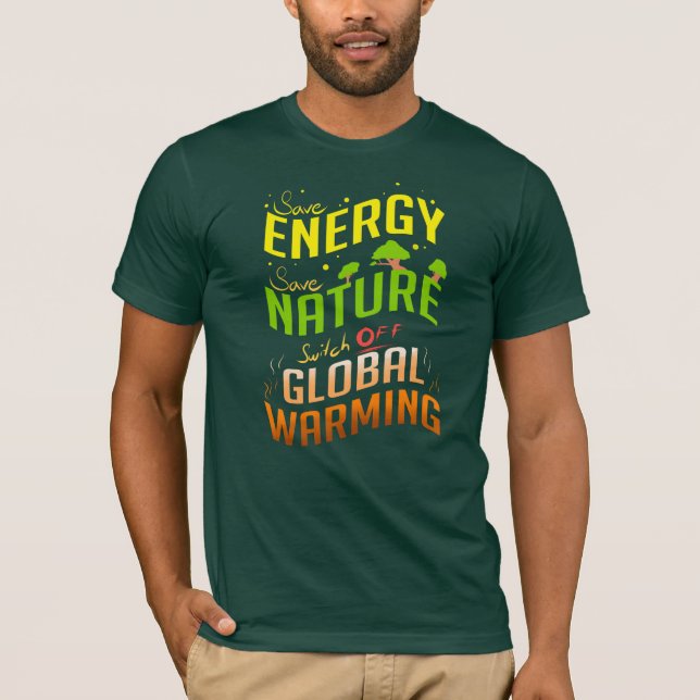 Camiseta Poupe energia Economize energia Alterações climáti (Frente)