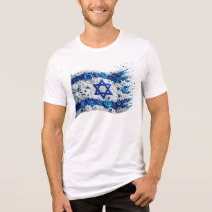 Camiseta Povo de Israel Bandeira florescendo em flores 