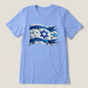 Camiseta Povo de Israel Bandeira florescendo em flores.