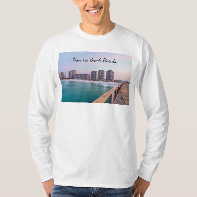 Camiseta Povoado Navarre Beach, Florida, pescando manga lon (Frente)