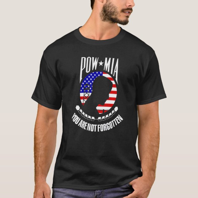 Camiseta Pow Mia Flag Você Não É Esquecido (Frente)
