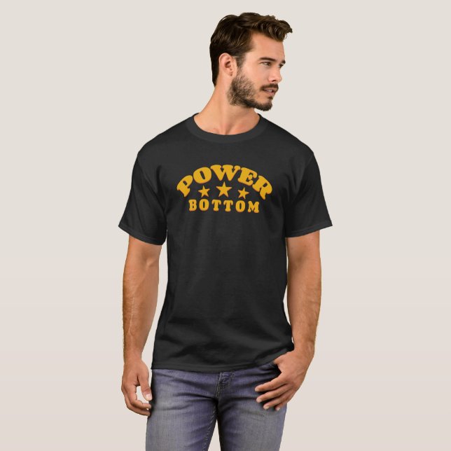 Camiseta Power Bottom com estrelas em estilo retrô (Frente Completa)