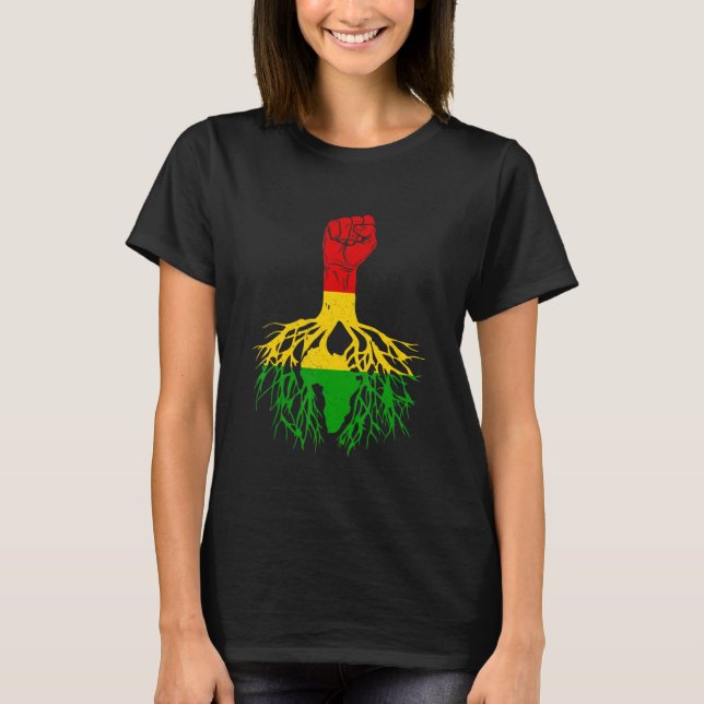 Camiseta Power Fist Africa Roota Melanin Queen King Black H (Frente)
