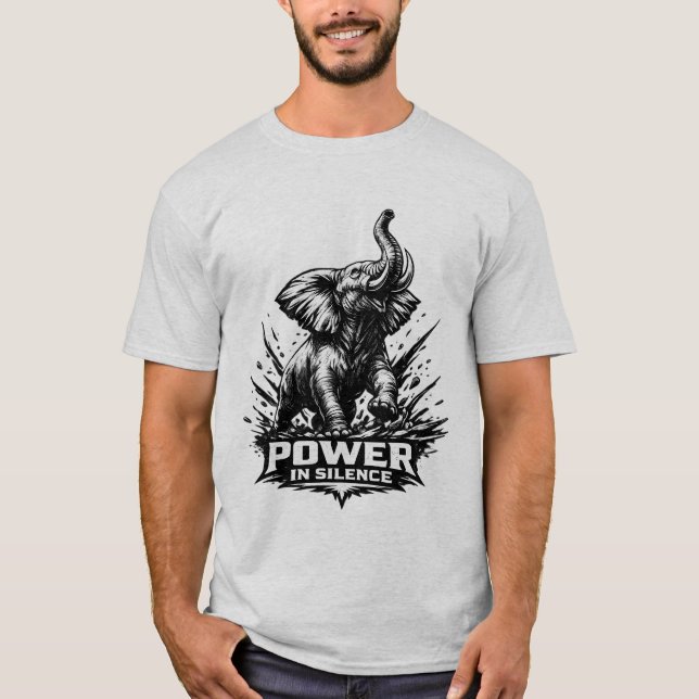 Camiseta POWER IN SILENCE" Elephant Bold Strength & Wisdom  (Frente)