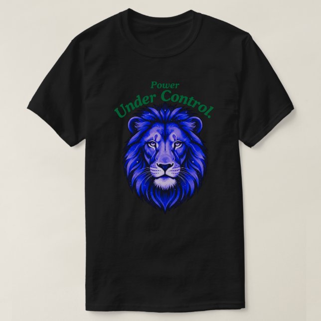 Camiseta Power Under Control Minimal Cosmic Lion Face (Frente do Design)